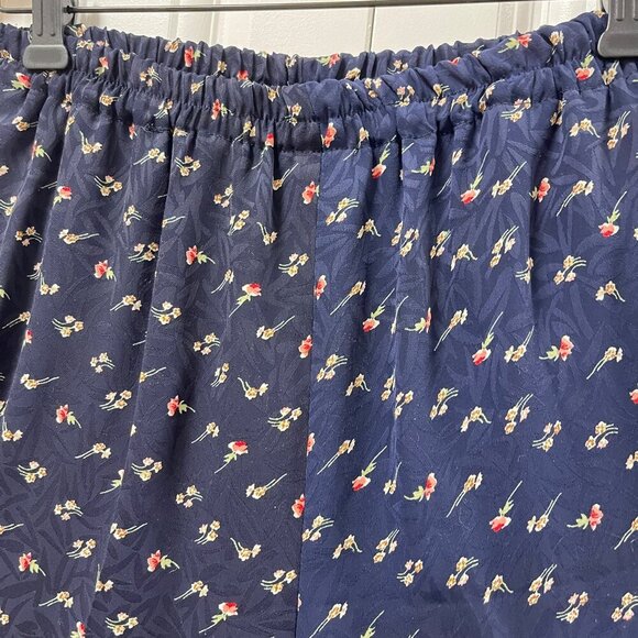 Vintage Floral Textured Cropped Trouser Pants Navy - Picture 4 of 10